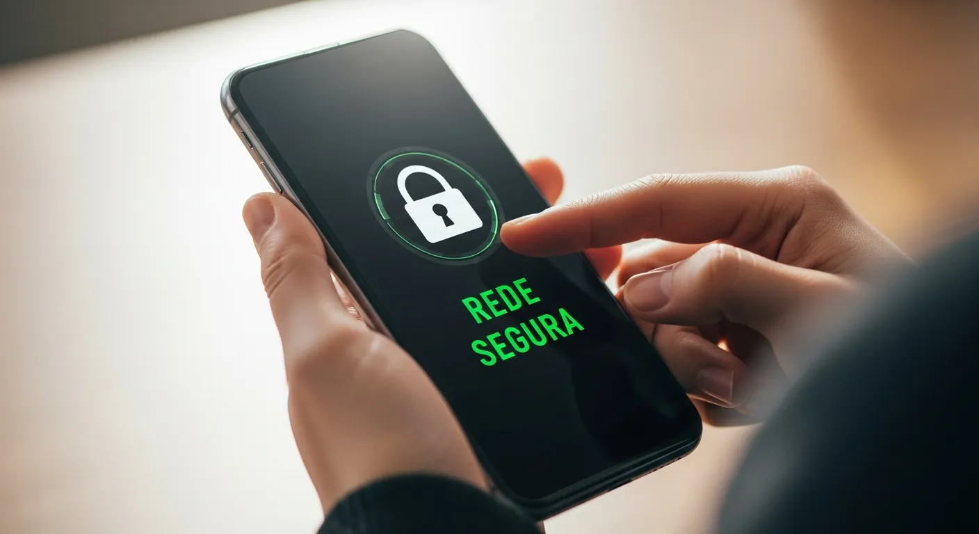 Smartphone mostrando conexão de rede segura