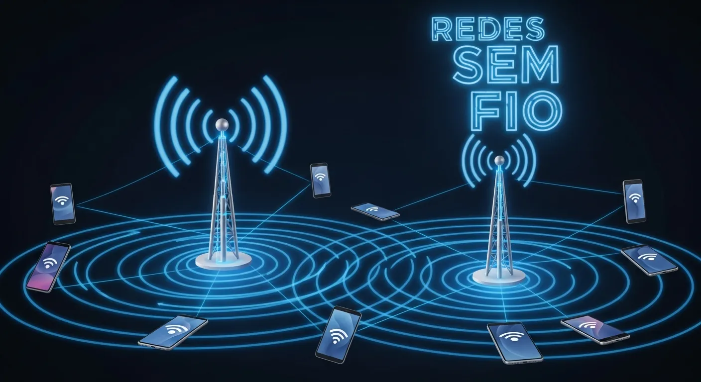 Diagrama de ondas de radio em redes sem fio