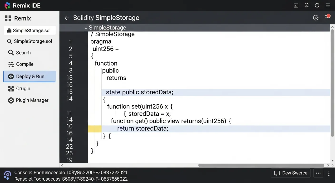 Alt Text: Interface do Remix IDE compilando contrato Solidity