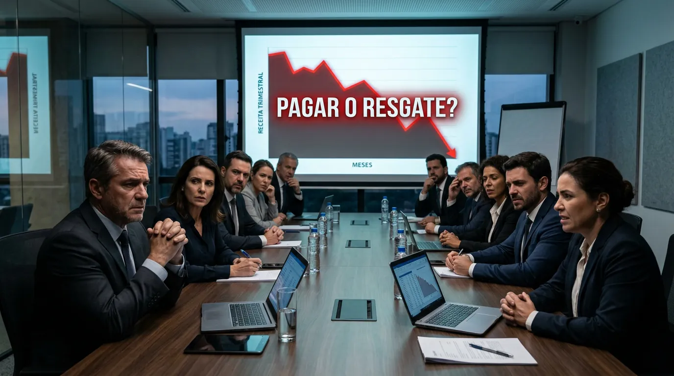 Reunião executiva sobre crise de ransomware