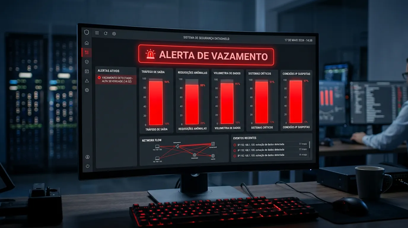 Painel de controle de vazamento de dados corporativos