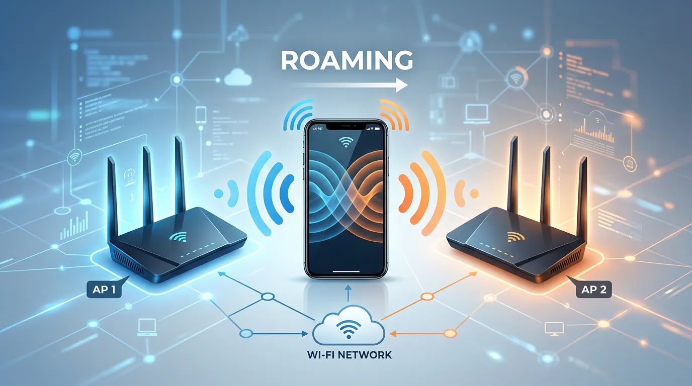 Diagrama de Roaming Wi-Fi entre dois roteadores