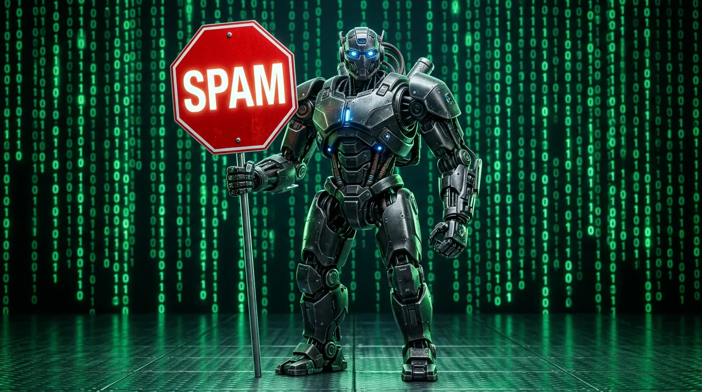Robô bloqueando spam de conteúdo