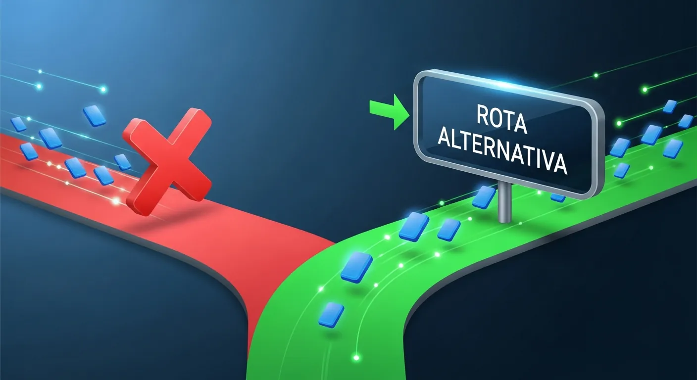 Rota de internet alternativa após falha