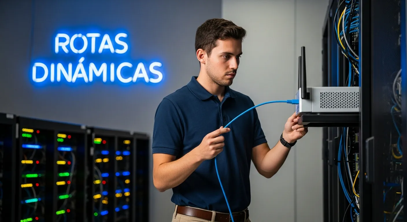 Administrador de redes configurando rotas