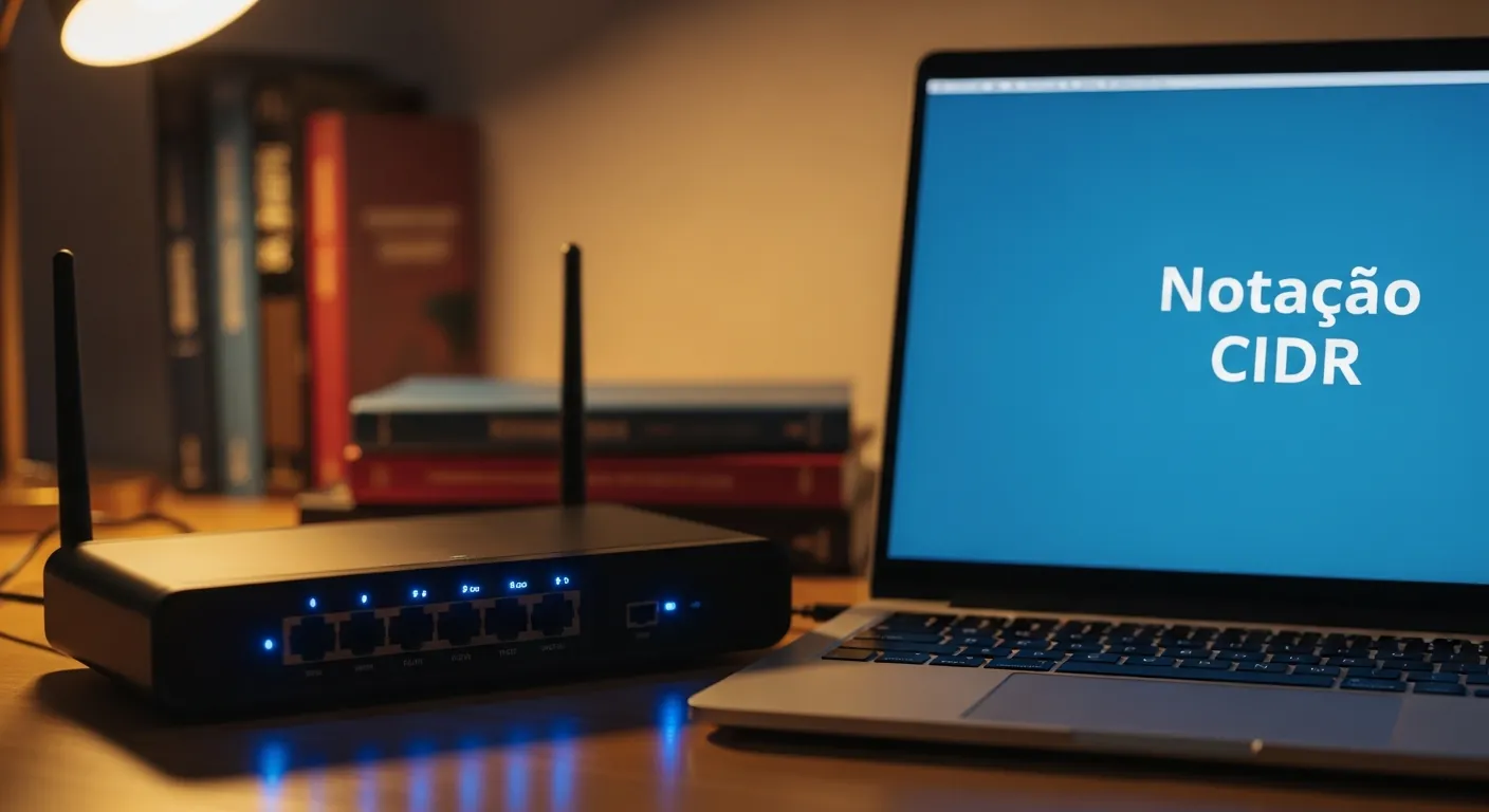 Roteador e notebook com CIDR