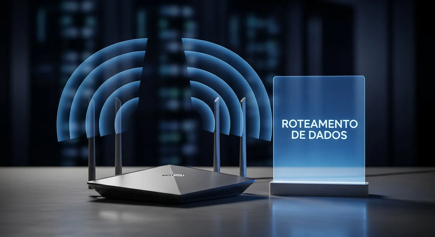 Roteador processando pacotes de dados