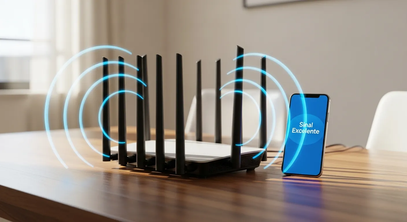 Roteador Wi-Fi posicionado corretamente para evitar interferências