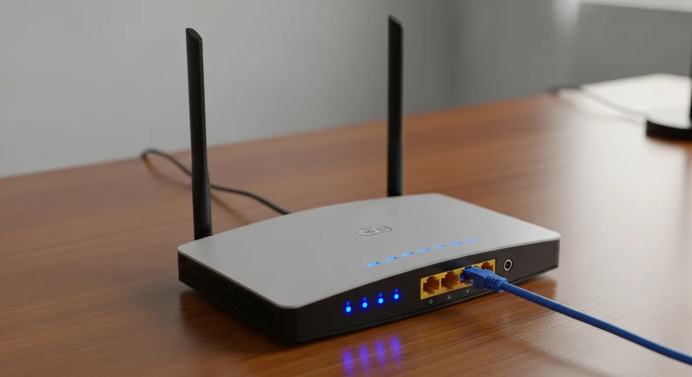 Roteador Wi-Fi moderno conectado a cabo