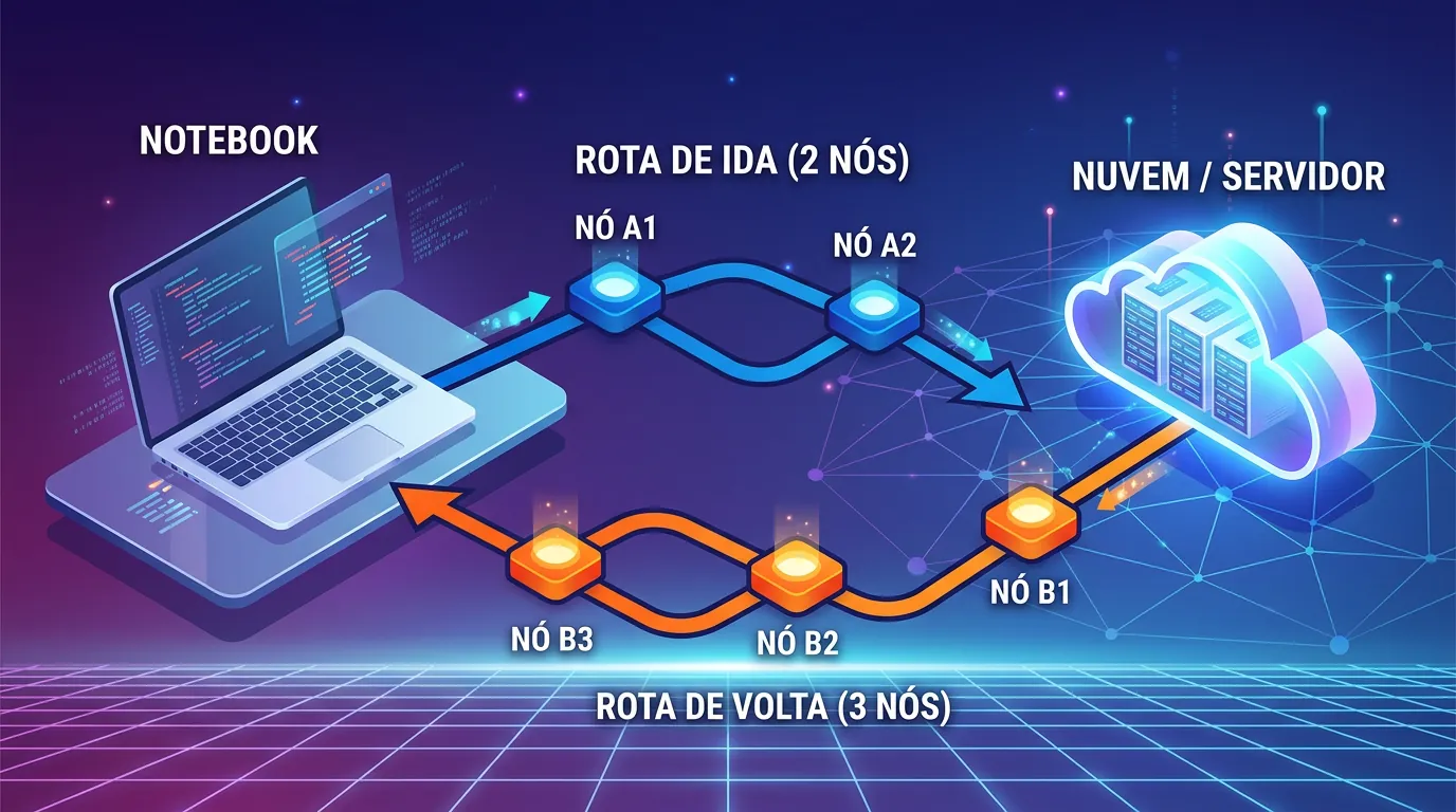 Diagrama de roteamento assimétrico BGP