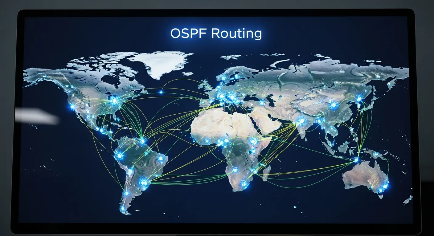Tela de monitoramento de roteamento dinâmico OSPF