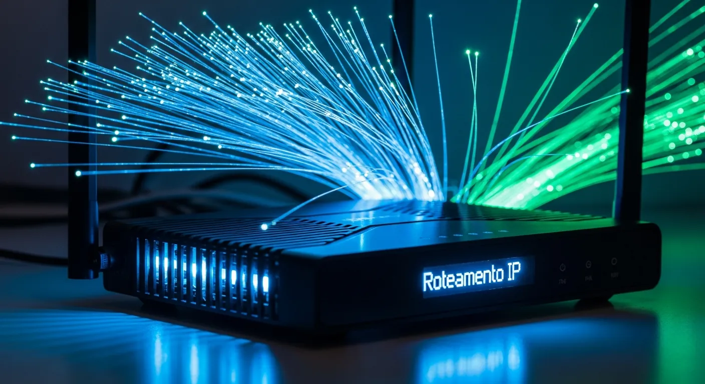 Roteador processando pacotes IP na rede