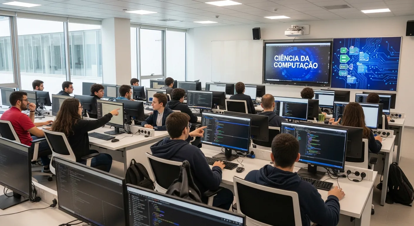 Sala de aula de faculdade de TI