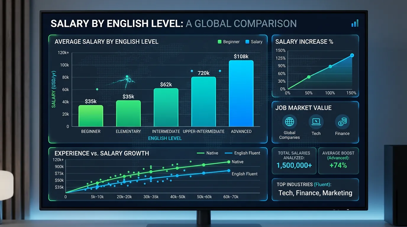 Gráfico comparativo de salários de TI por nível de inglês