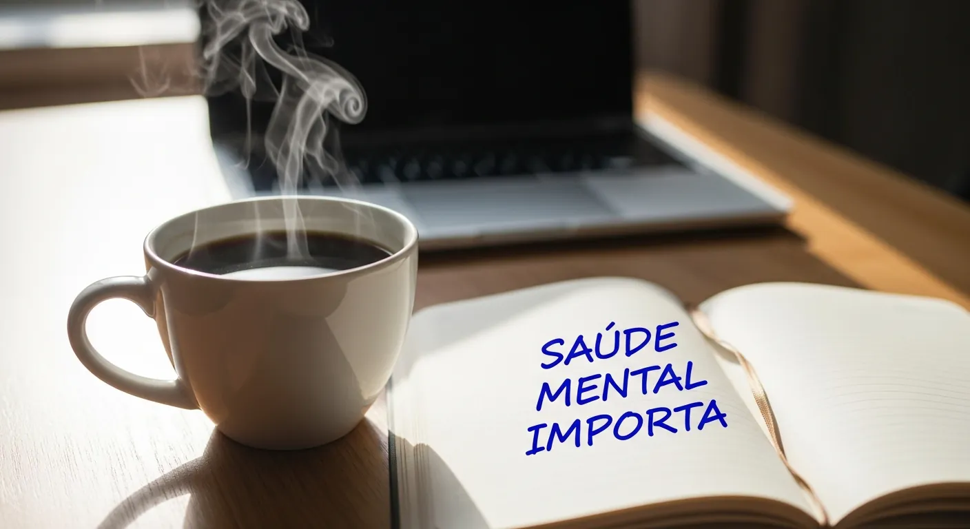Caderno com anotacoes sobre saude mental no trabalho de TI