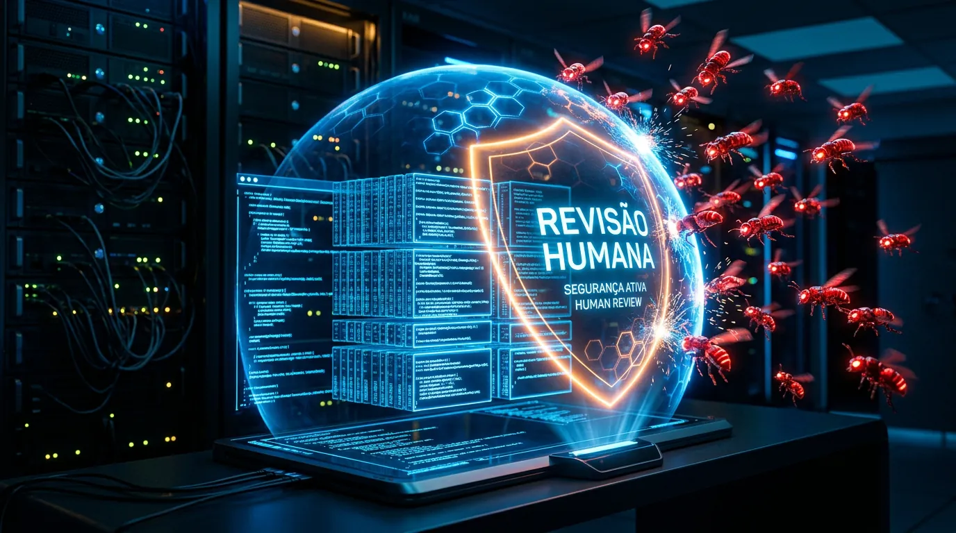 Escudo protegendo código contra vulnerabilidades