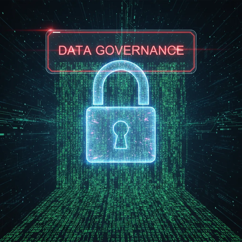 Cadeado digital representando segurança e governança de dados em IA