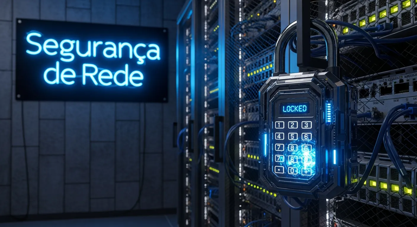 Cadeado digital protegendo servidores de rede