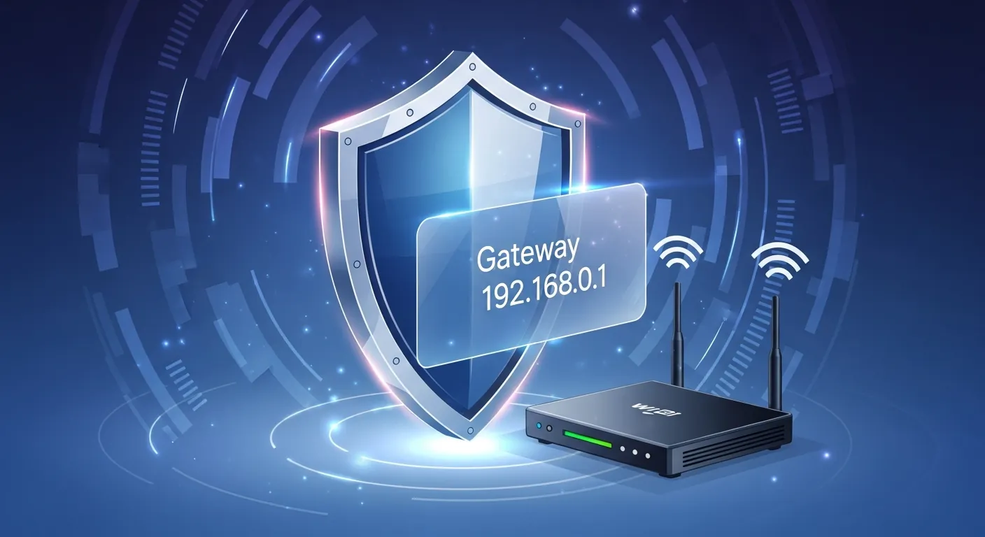 Ilustração de segurança de rede e gateway padrão