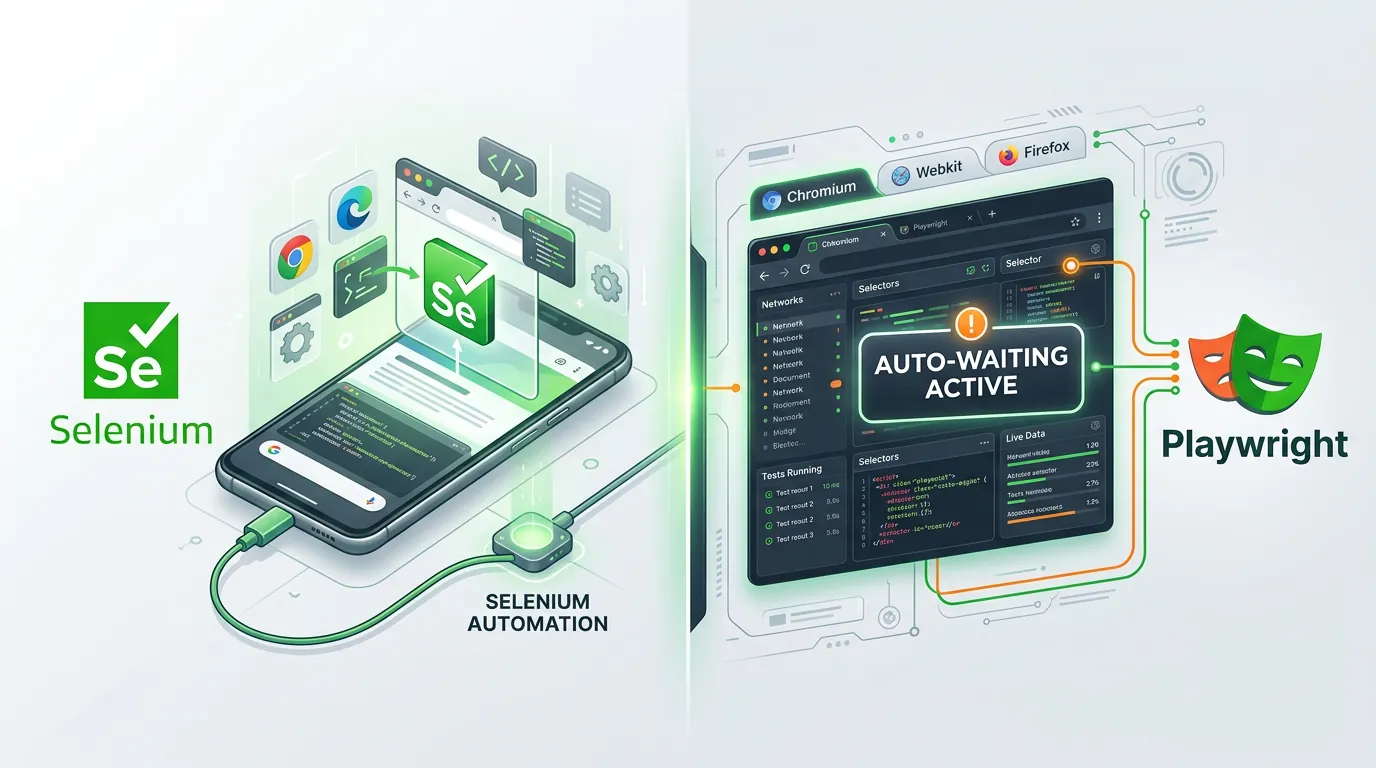 Comparativo visual entre as especialidades do Selenium e Playwright