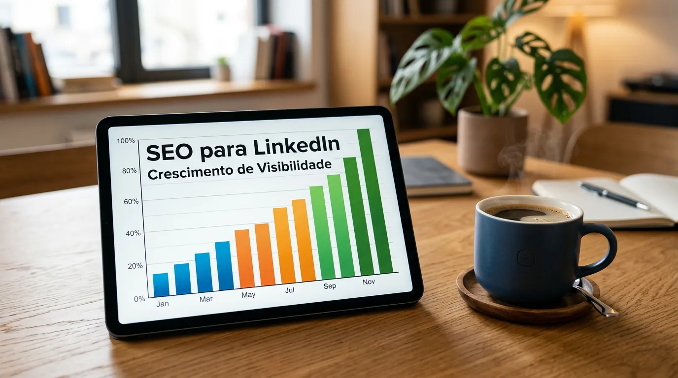 Gráfico de SEO e visibilidade no LinkedIn