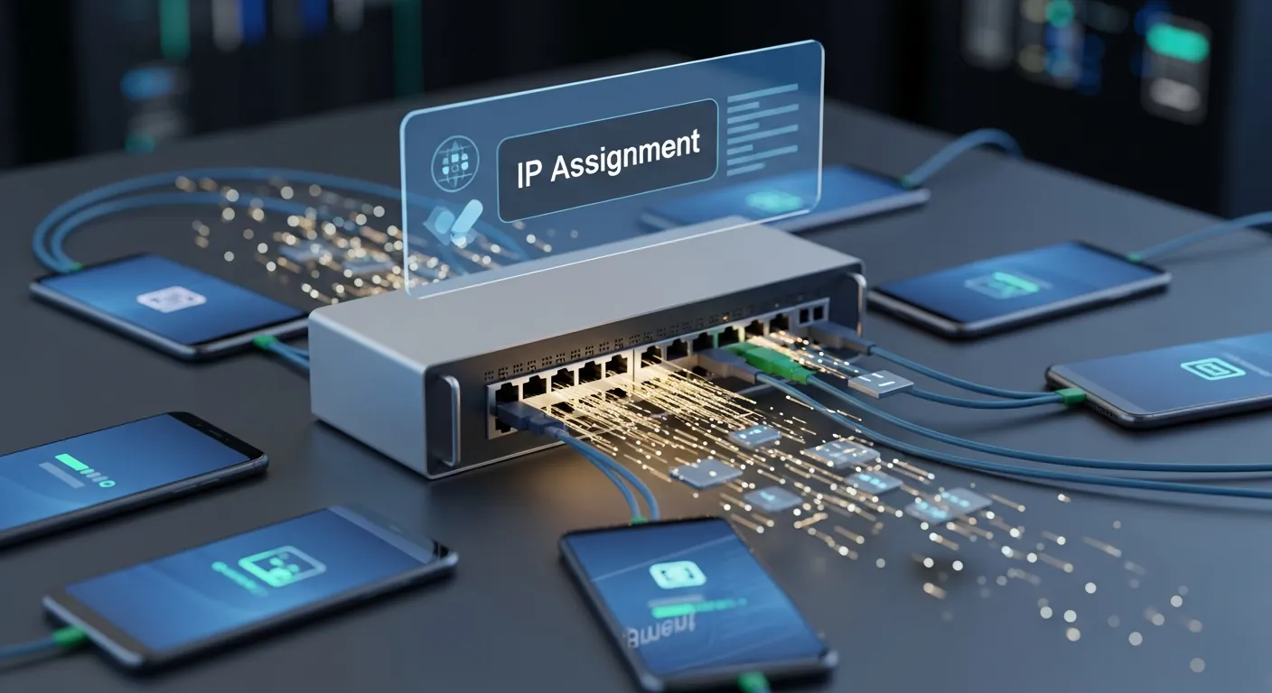 Servidor DHCP distribuindo endereços IP para dispositivos
