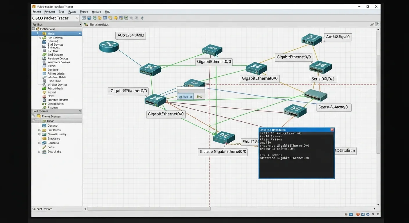 Cisco Packet Tracer simulando rede corporativa