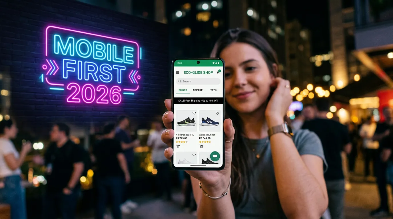 Site responsivo em um smartphone