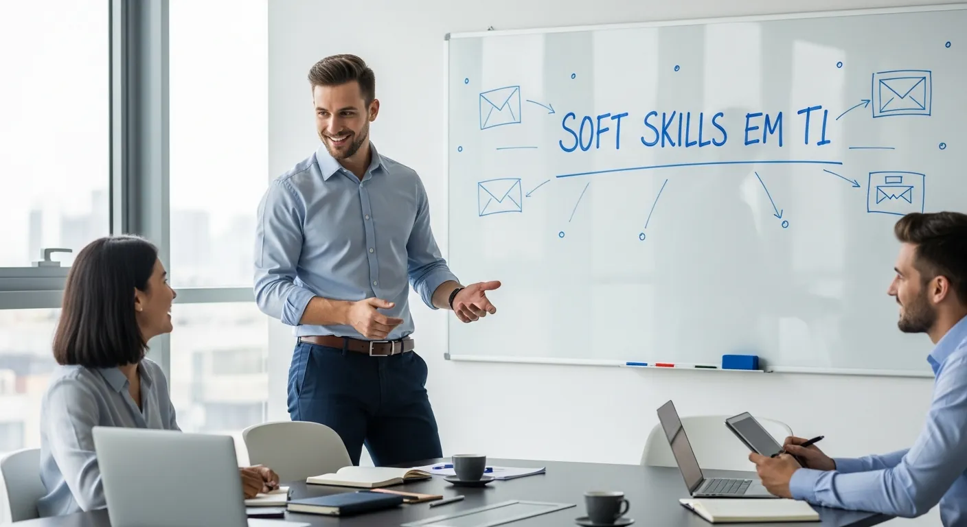 Profissional de infraestrutura demonstrando habilidades de comunicacao