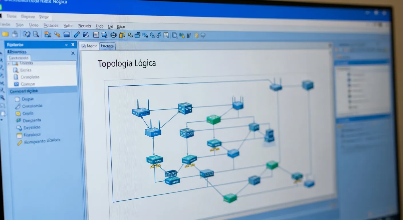 Tela de software de diagrama de rede