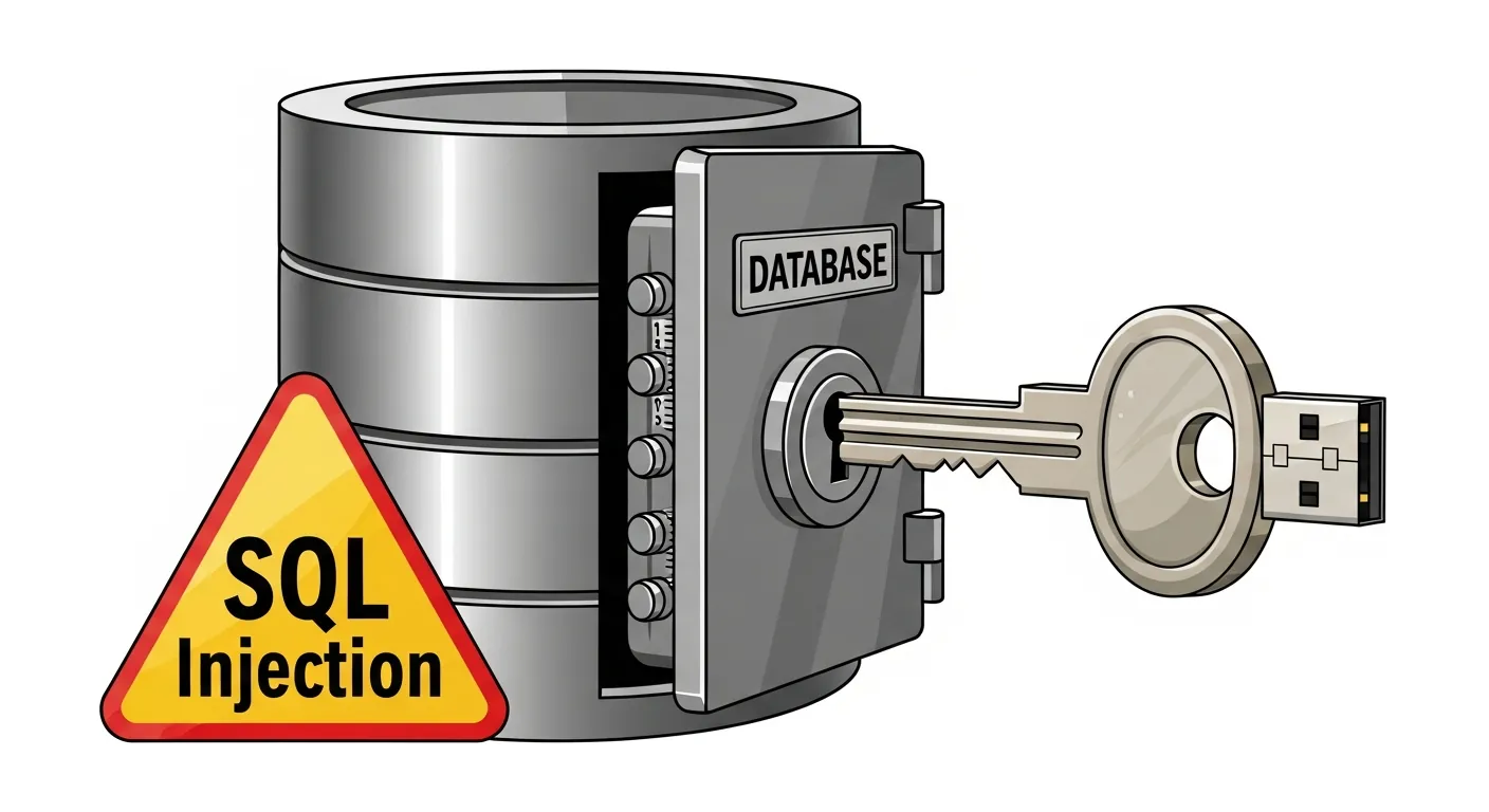 Representação visual de um ataque de SQL Injection em banco de dados