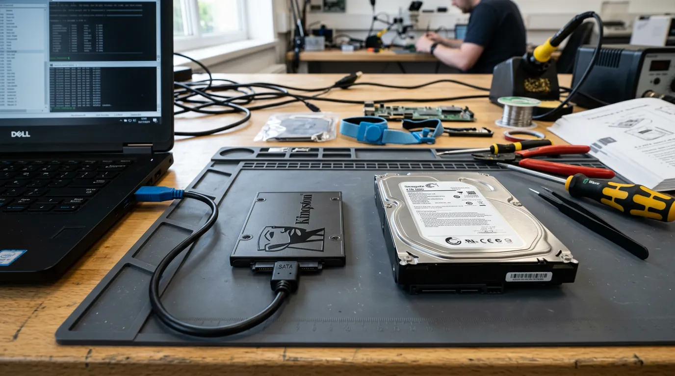 Cabo adaptador SATA para USB conectando SSD