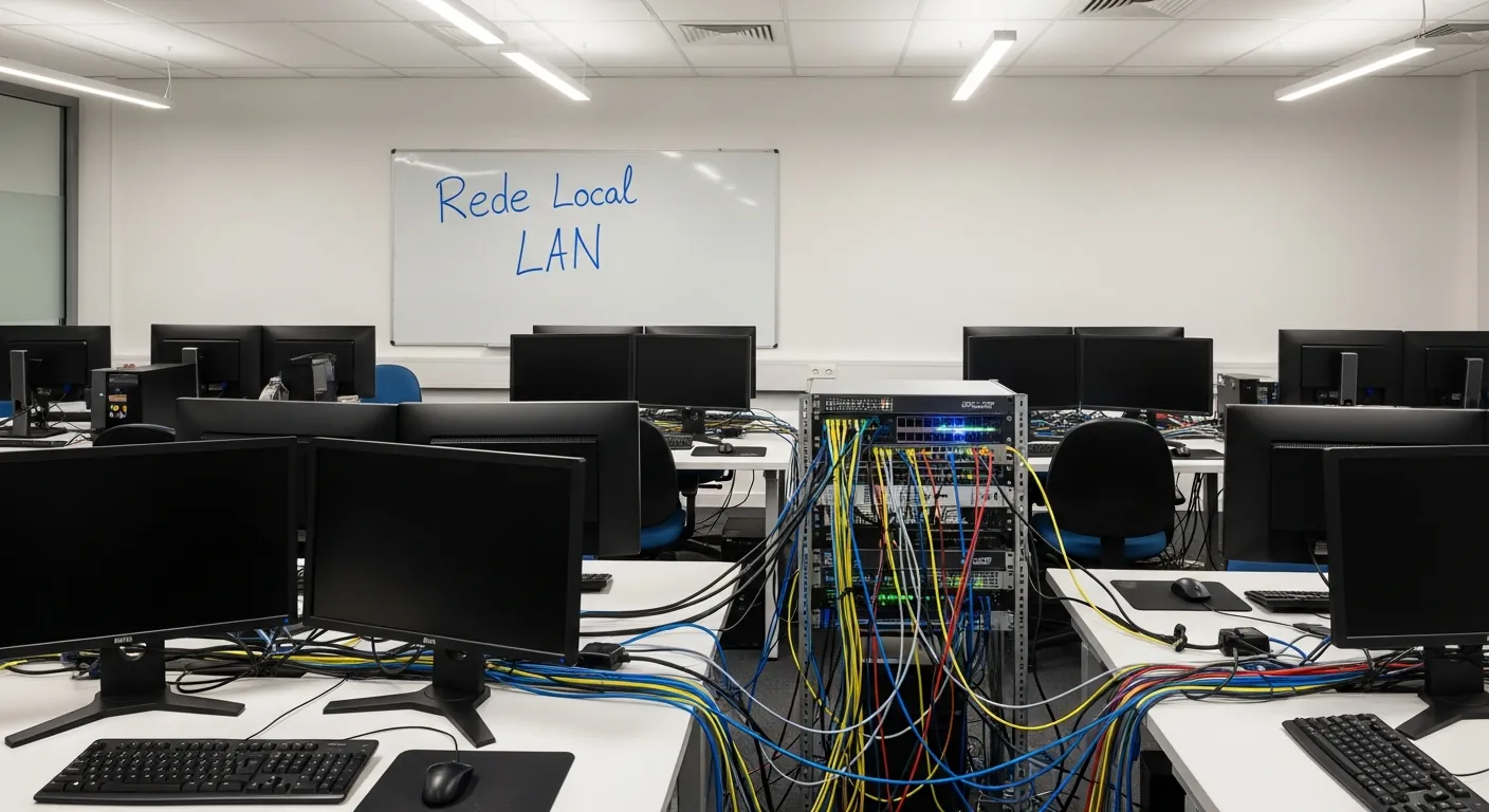 Computadores conectados a um switch em rede local
