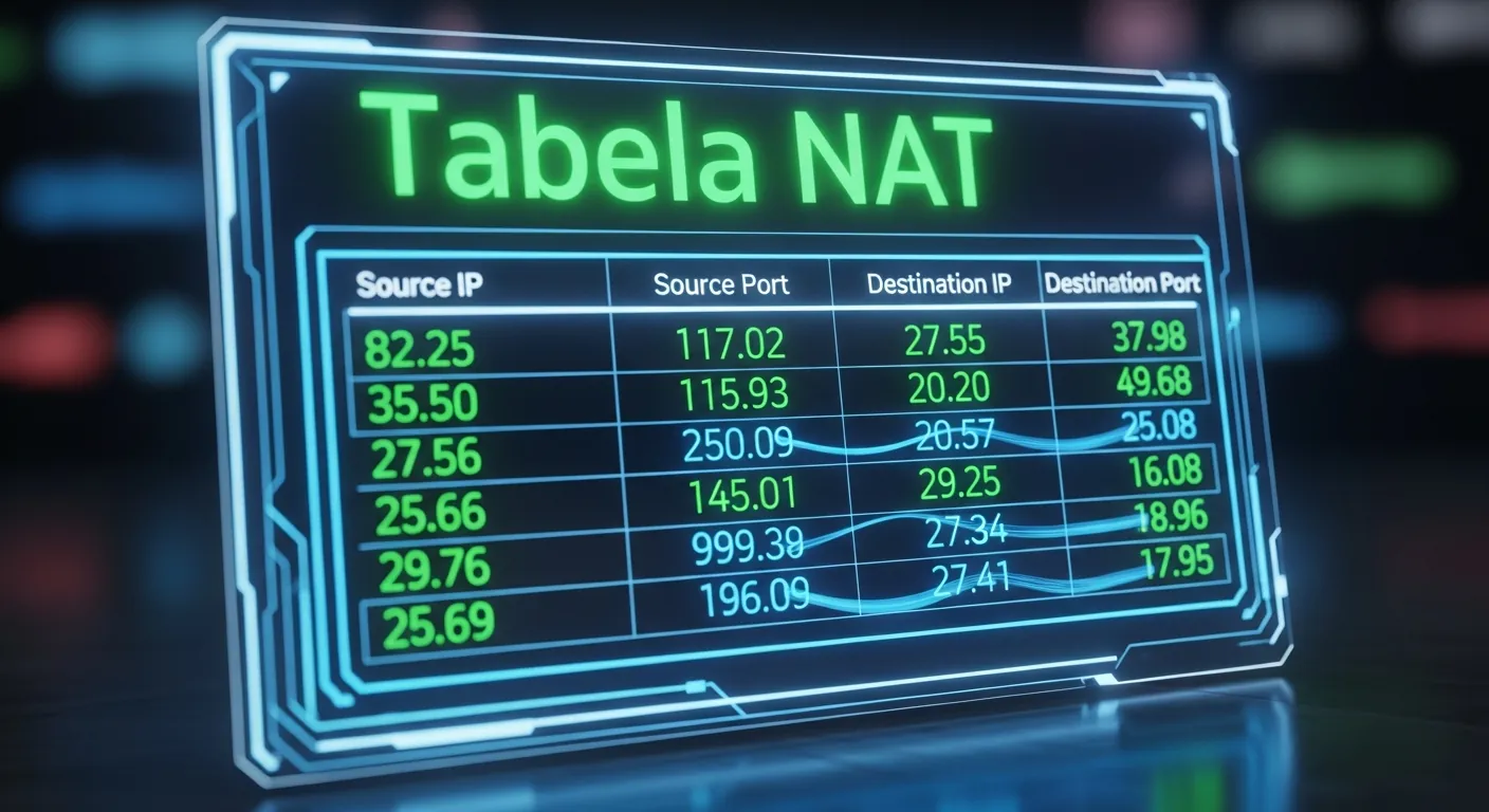 Tabela de tradução NAT em uma tela de computador