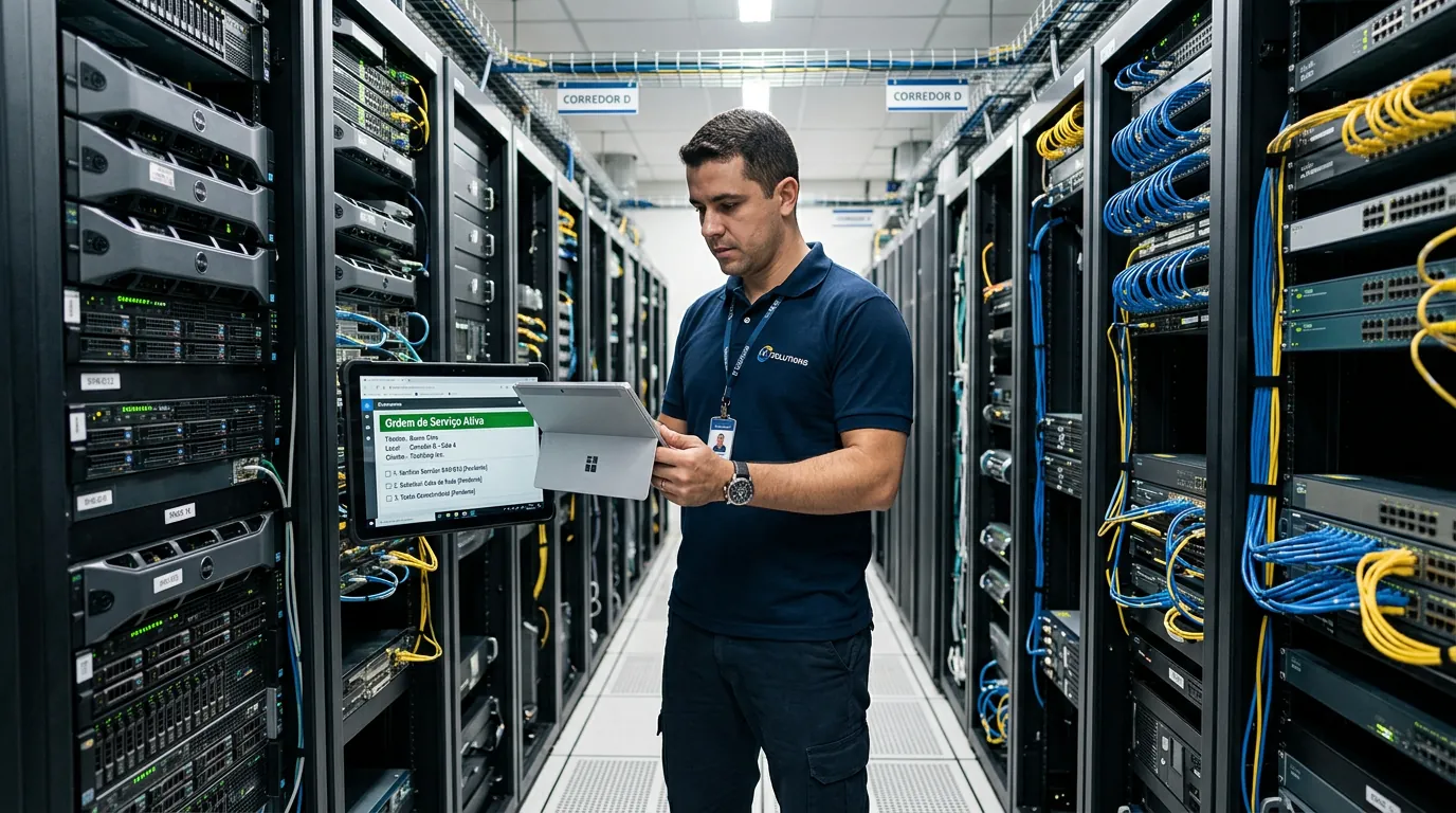 Técnico usando FSM em Data Center