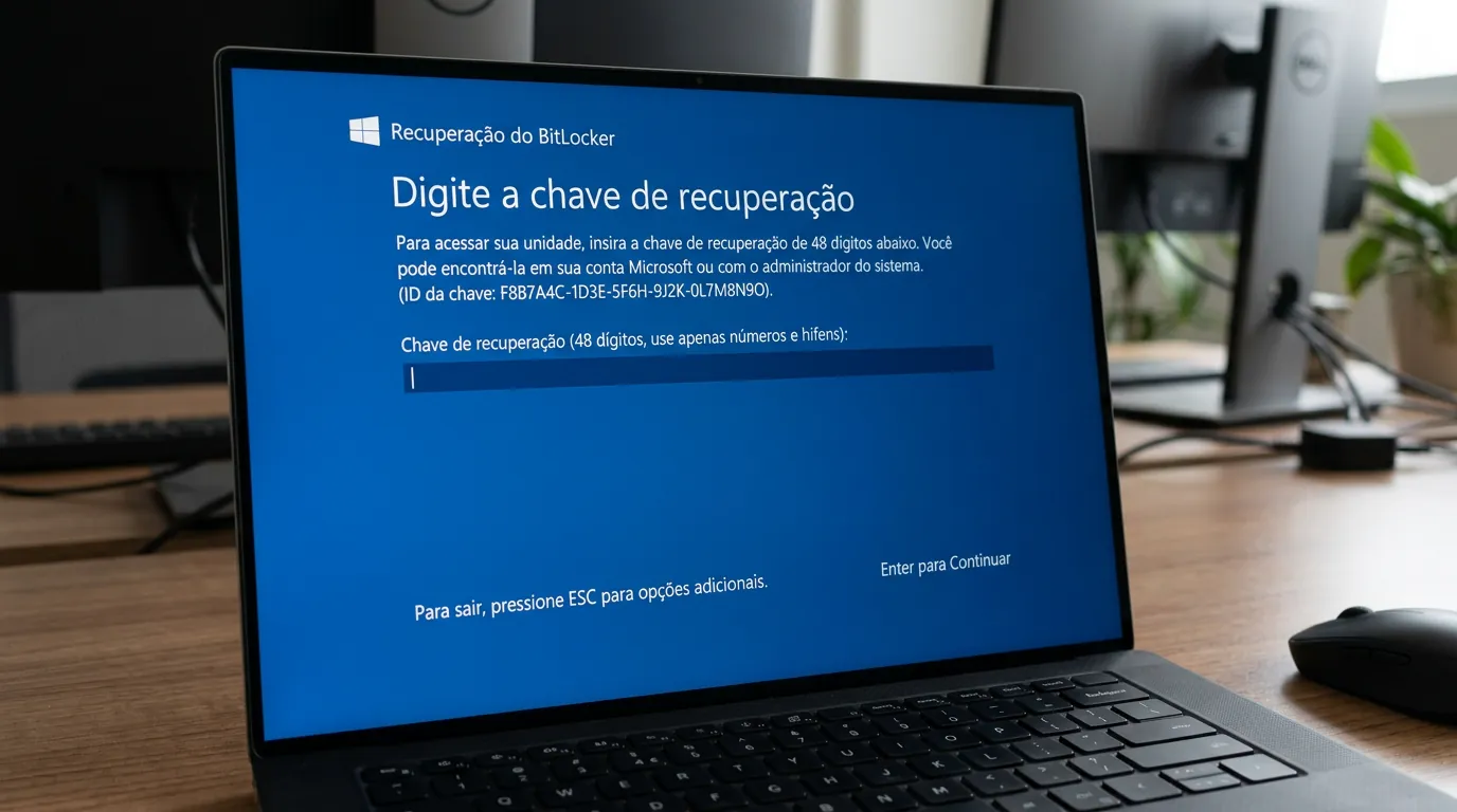 Tela de recuperação do BitLocker no Windows