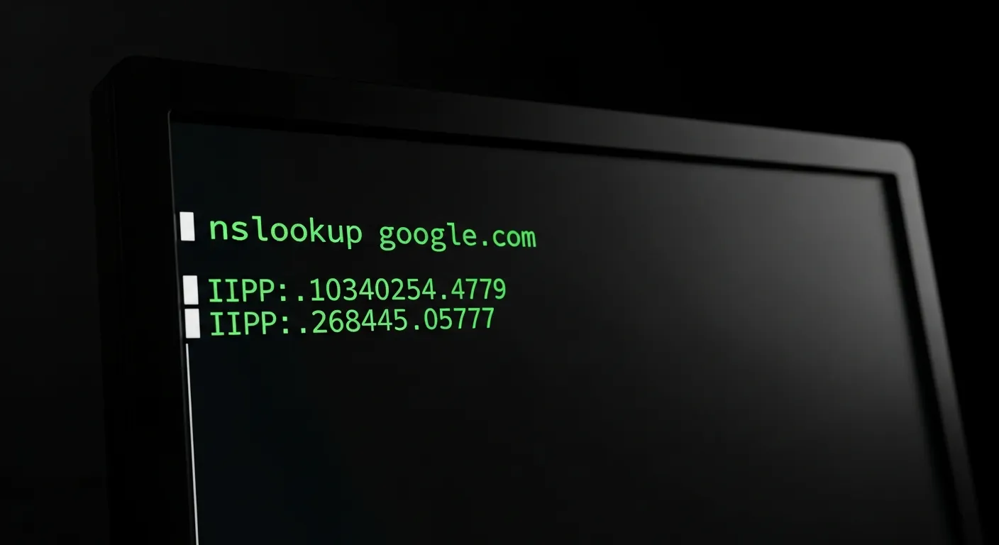 Terminal de comando mostrando uso do nslookup