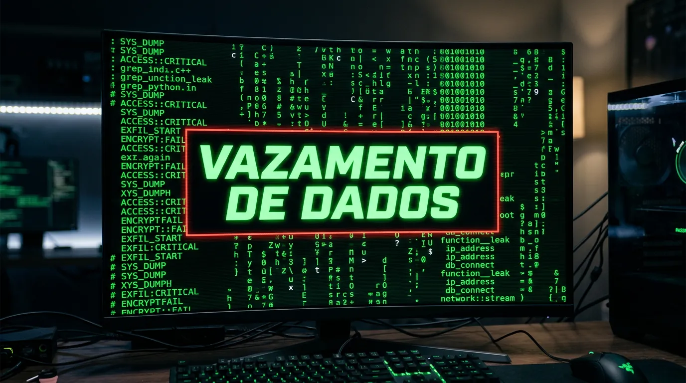 Tela ilustrando um megavazamento de dados na dark web