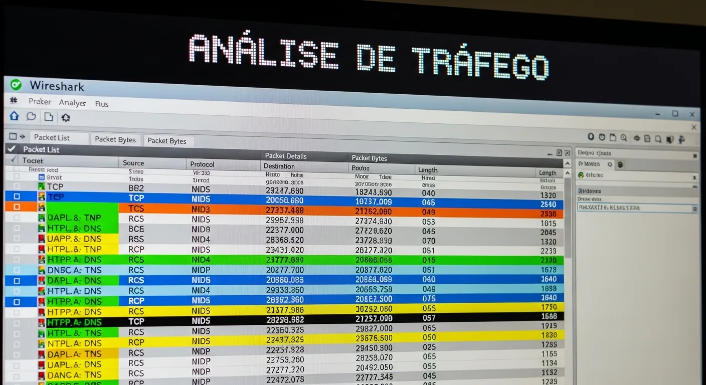 Tela do Wireshark capturando pacotes