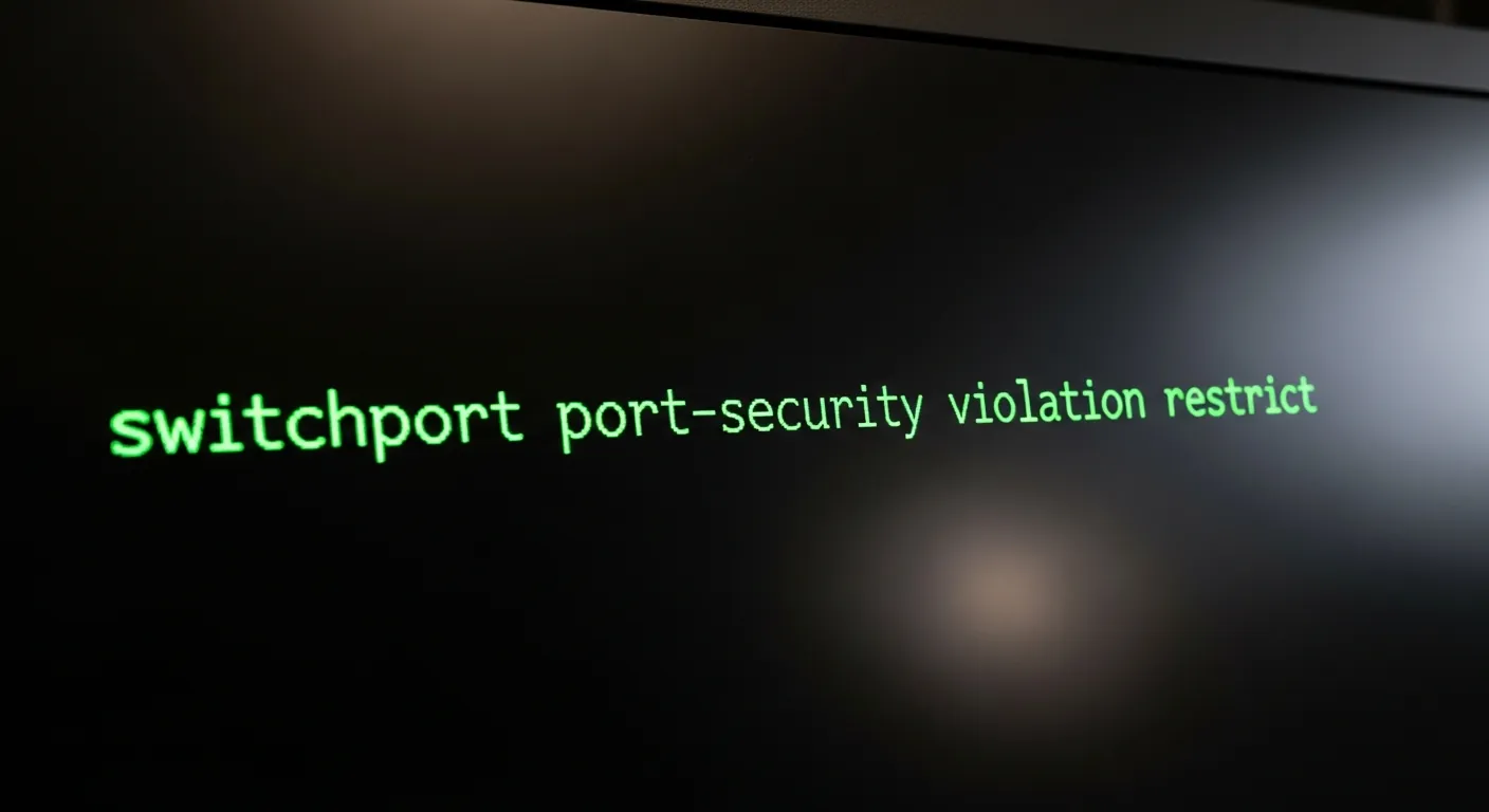 Terminal de comando configurando Port Security