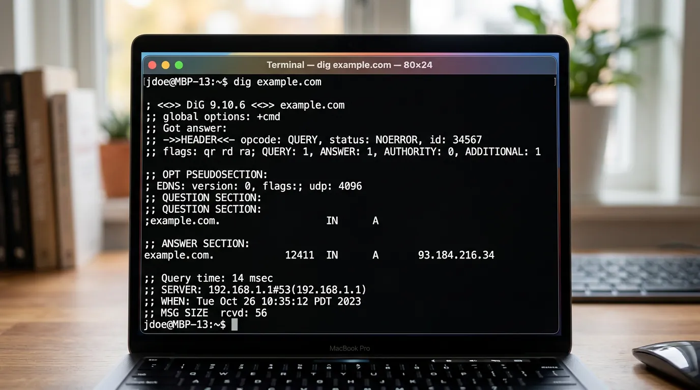 Comando dig no terminal do macOS