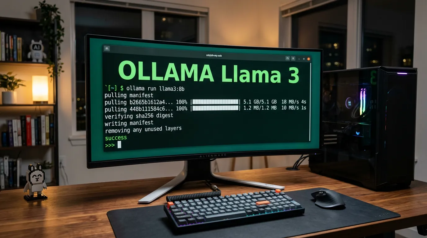 Terminal rodando IA localmente com Ollama