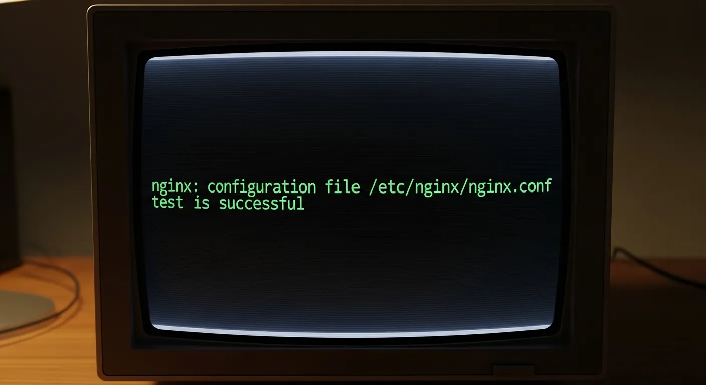Terminal Linux mostrando teste de configuracao do Nginx com sucesso