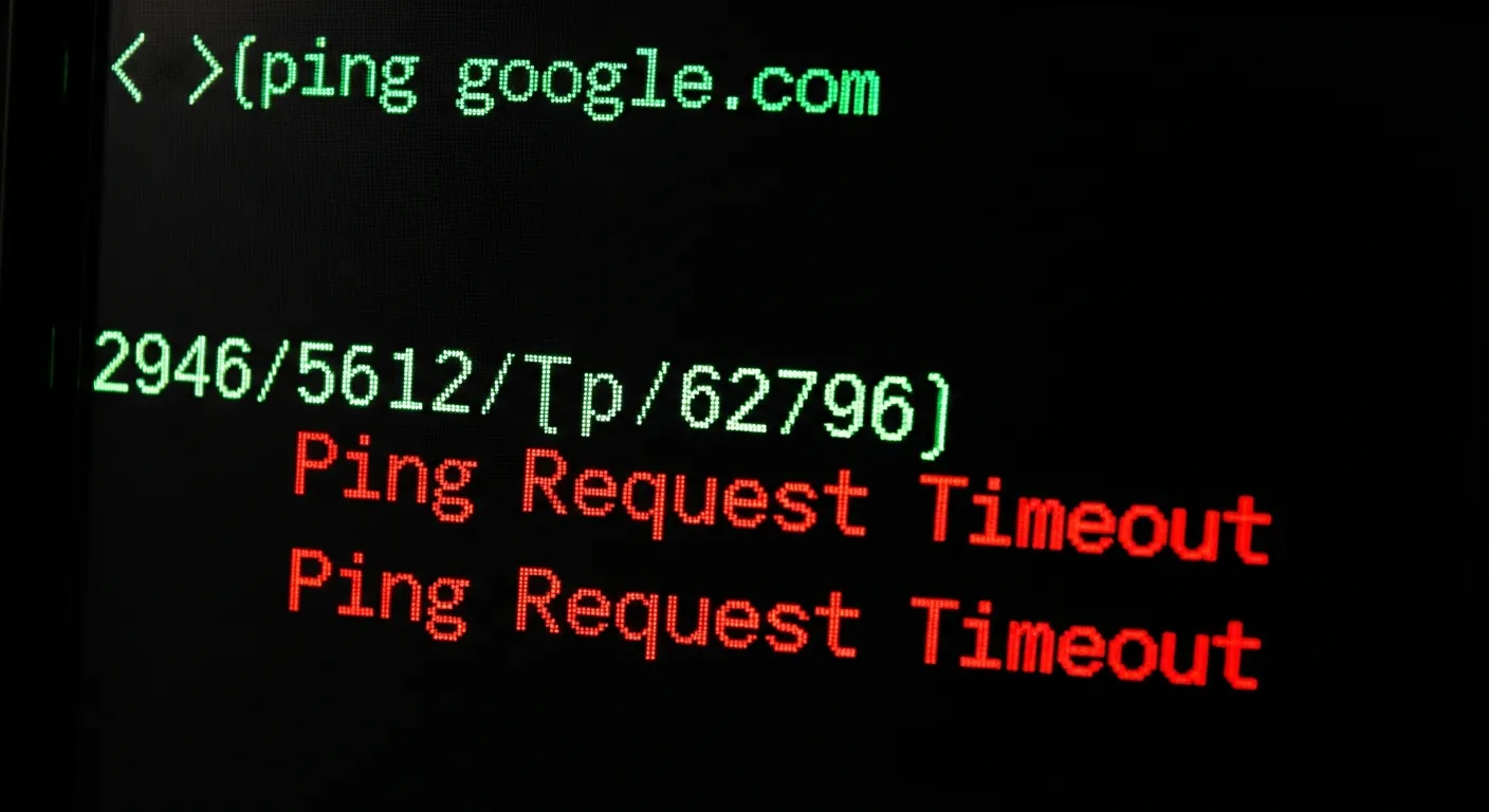 Tela de terminal executando comando ping com erro