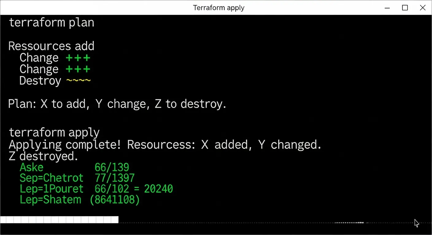 Terminal executando comandos Terraform