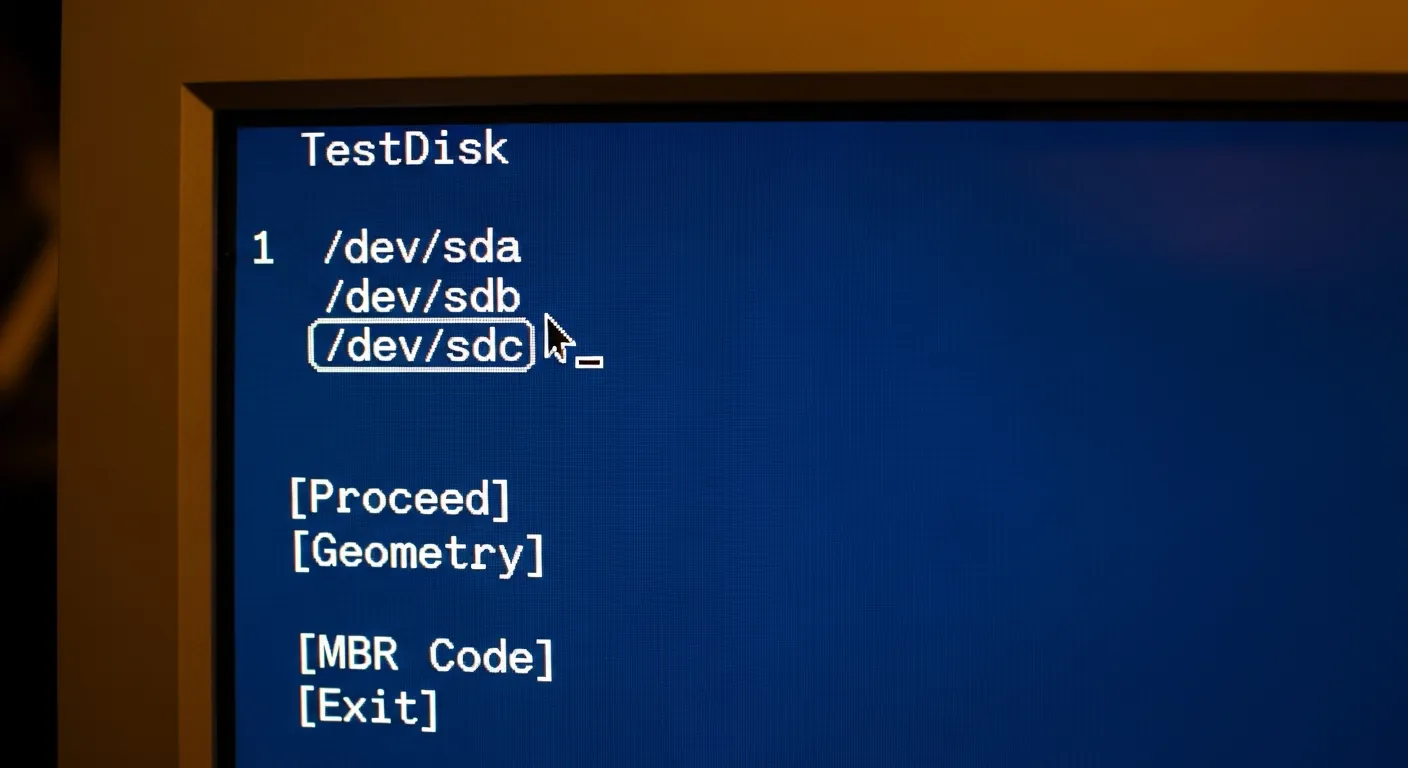 Alt Text: Interface do TestDisk para recuperação de partição