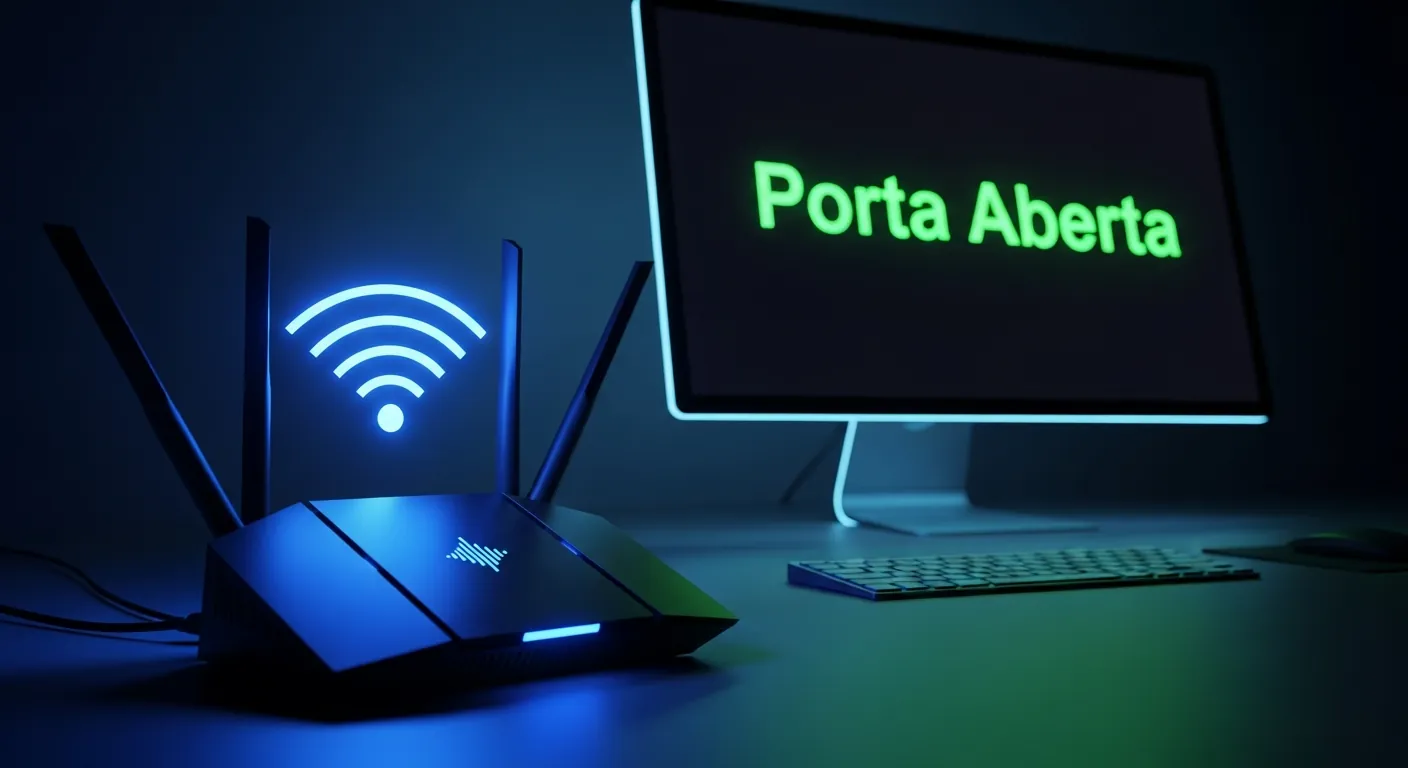 Alt Text Otimizado SEO: Teste de porta aberta no computador
