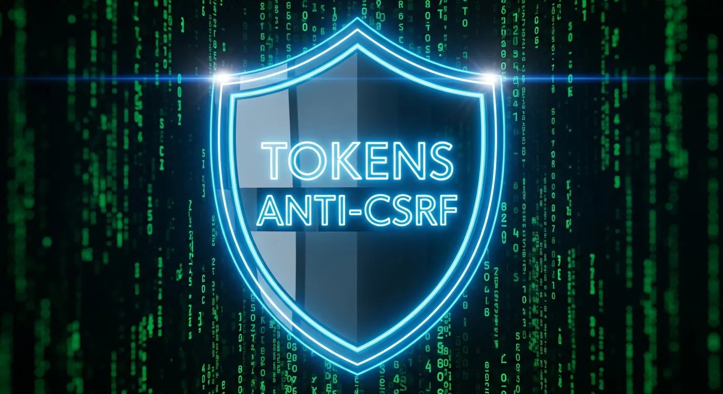 Escudo de segurança cibernética protegendo código contra CSRF