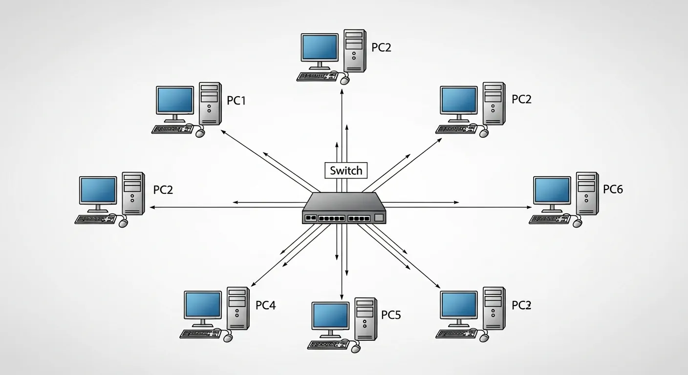Topologia de rede em estrela com switch central