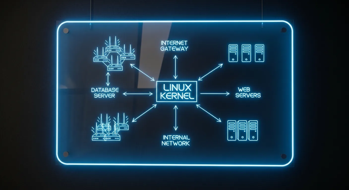 Diagrama de rede com kernel Linux